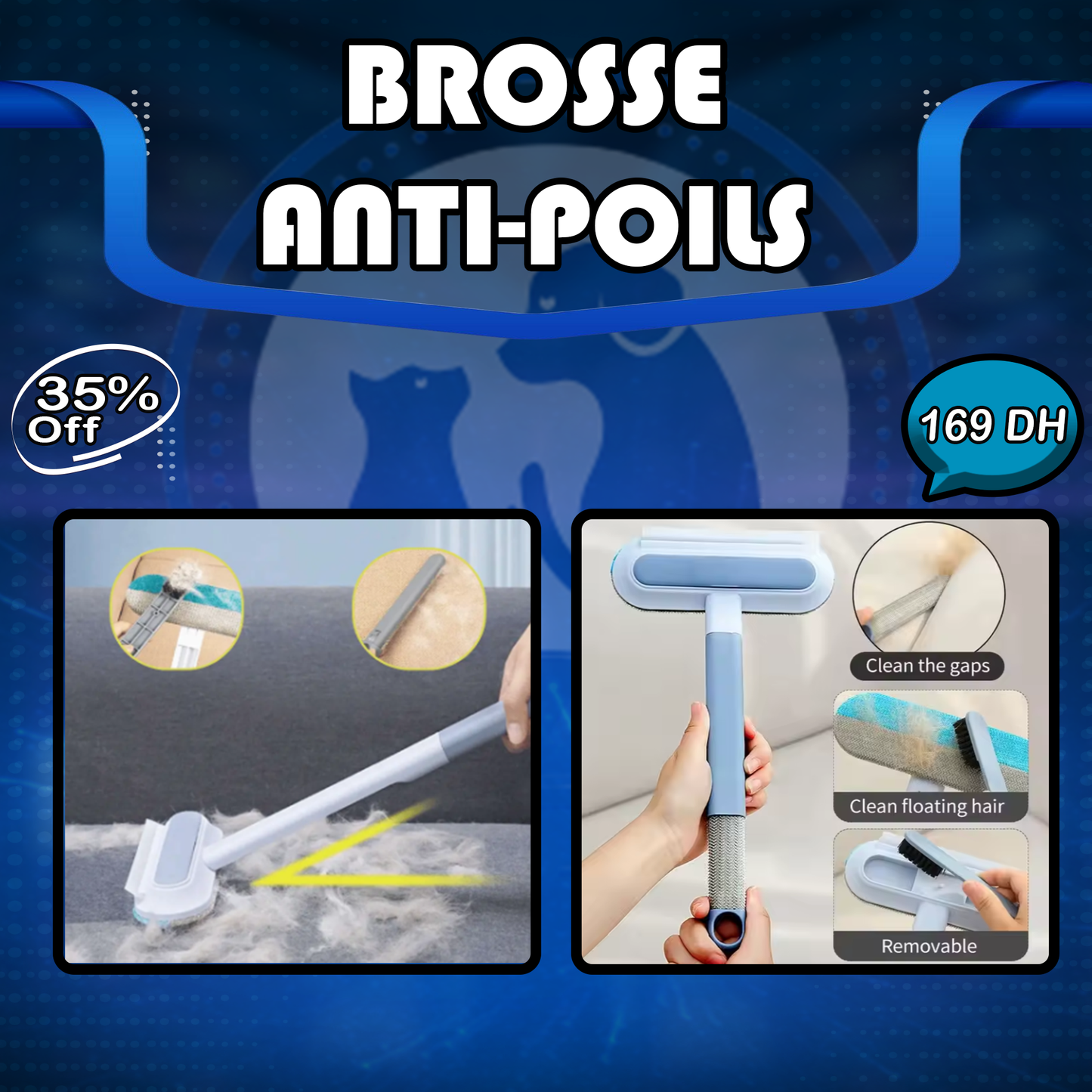 Brosse anti-poils 4 en 1